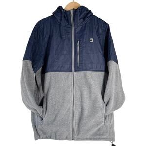 The Hundreds Jacket Hooded Full Zip Navy Gray Fleece Polyester Quilted Sz L